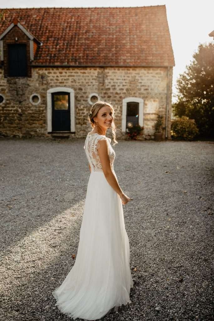 photos de mariée au couché de soleil à la maloterie