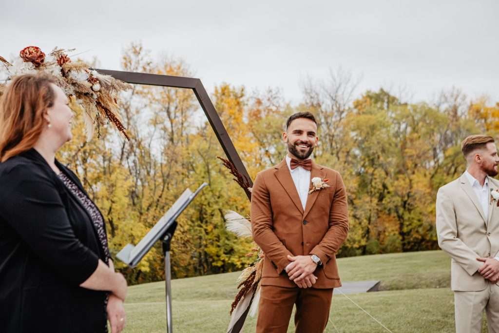 outdoor ceremony winnipeg wedding autumn