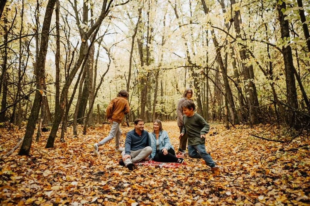 photo de famille forêt au canada